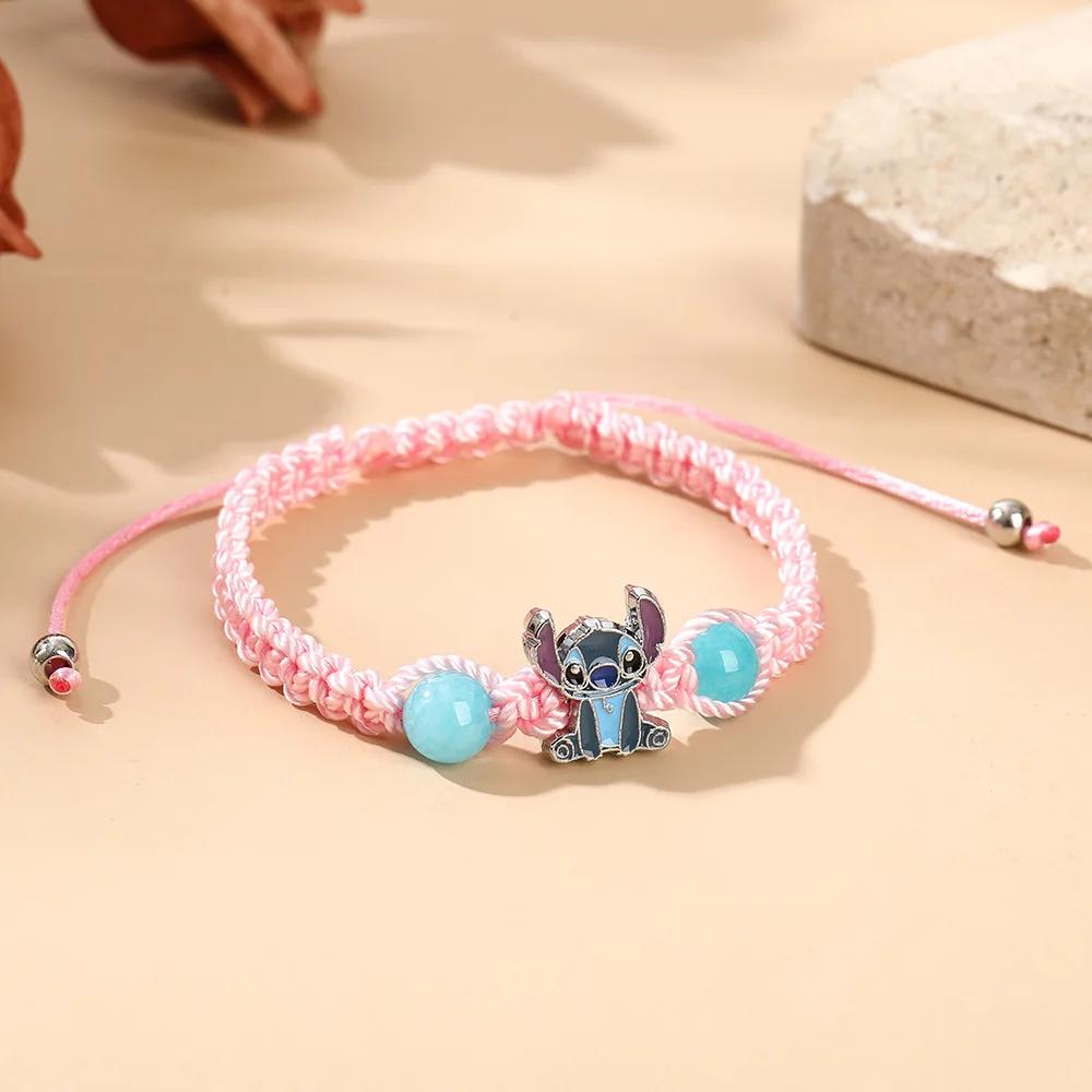 

Cute Stitch Cartoon Woven Bracelet Figure Print Wristand Present Adjustable Buckle Bracelets Kids Girls Birthday Gift for Poseable Articulated Scale