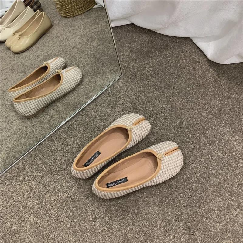 Doudou Women's 2024 Summer Split-Toe Flat Shoes - Lazy Horseshoe Design for Autumn