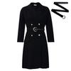 D3284 New Export High-Waist Fashionable Waist-Cinching Pleated Mid-Length Suit Dress