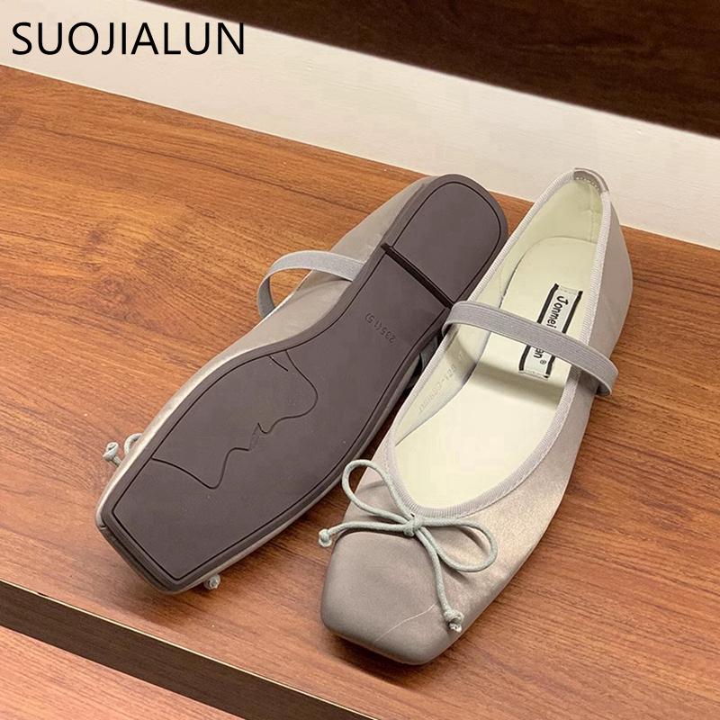 Fashion SUOJIALUN 2025 Spring New Candy Color Women Flat Shoes Fashion Round Toe Ladies Elegant Mary Jane Shoes Soft Ballerina Shoes