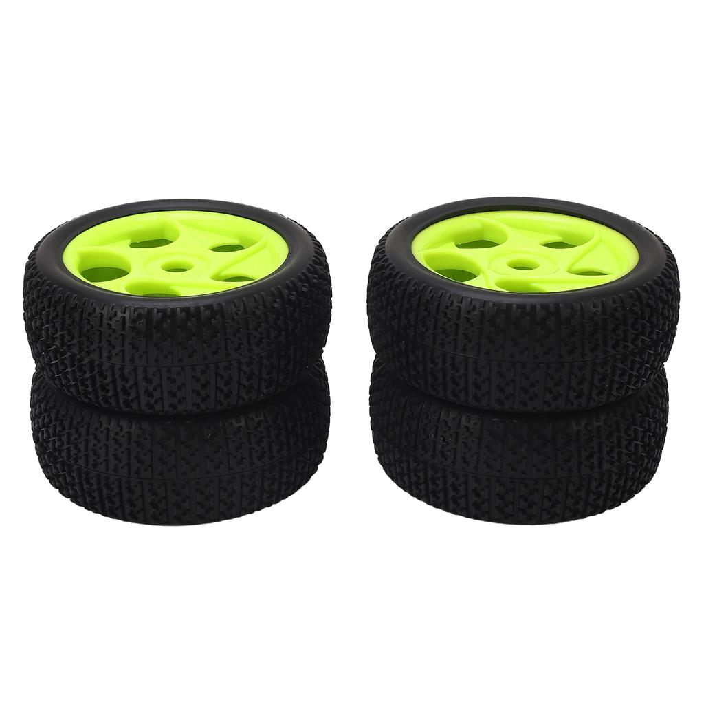 4Pcs RC Tires 5 Holes 17mm Hex Diameter Sturdy Green RC Wheel Rims Tires For  1/8 RC Car