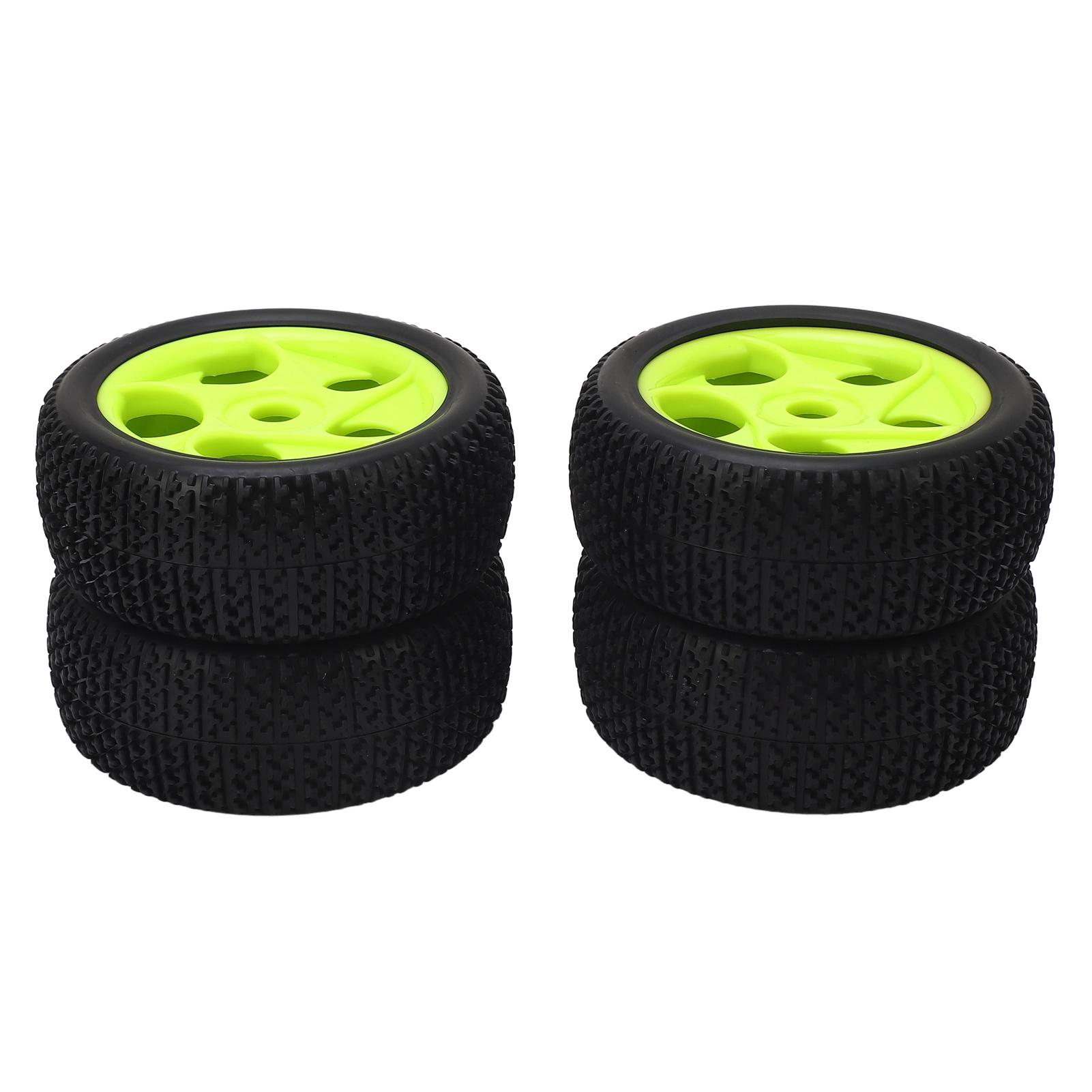 

4Pcs RC Tires 5 Holes 17mm Hex Diameter Sturdy Green RC Wheel Rims Tires For Traxxas 18 RC Car