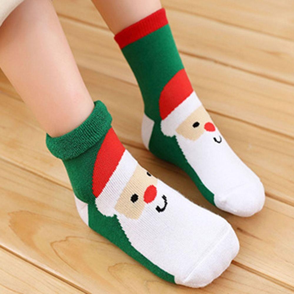 Santa Claus Children Christmas Socks Cotton Mid-Tube Socks Comfortable Cartoon Hosiery  Kid