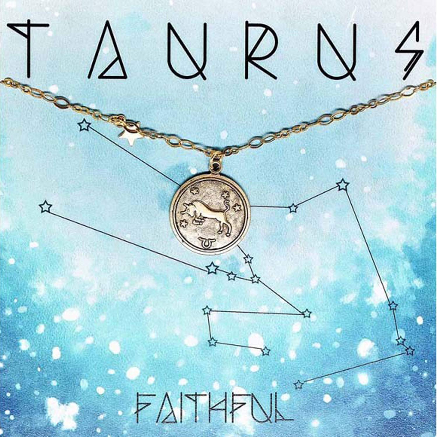 Amano Studio Zodiac Medallion - Taurus Constellation Necklace Jewelry - Gift for Taurus