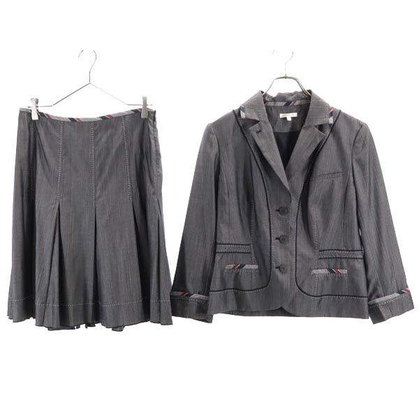 

PAULE KA Шерстяной костюм с юбкой из шелка 42 Серый приталенный жакет Женский Б/у