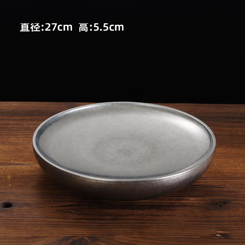 Vintage Stainless Steel Plates Dinnerware Korean Style Barbecue Household Hotel Restaurant Small Plate Sauce Dish Tray Tableware