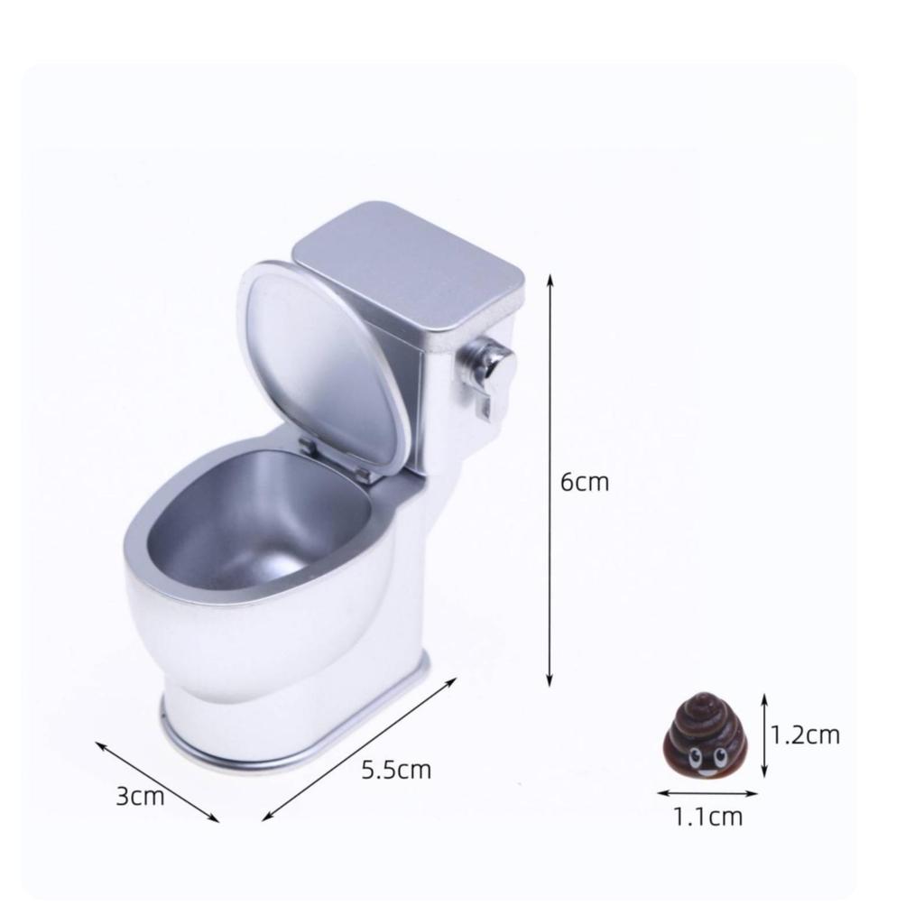 Miniaturtoilette mit witziger Kackfigur Leichtes Puppenhaus Spülgeräusch Kompakt