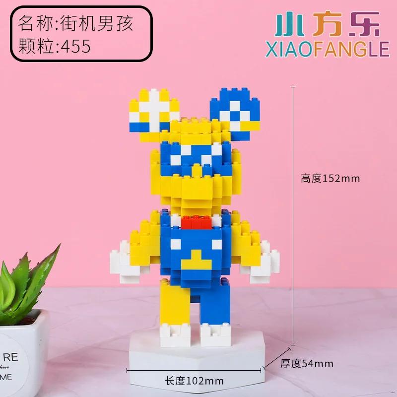 Funny Mini Bear Gloomy Cartoon 3D Micro Building Blocks Creative DIY Model Figure Toys Table Decor For Kids Birthday Gift