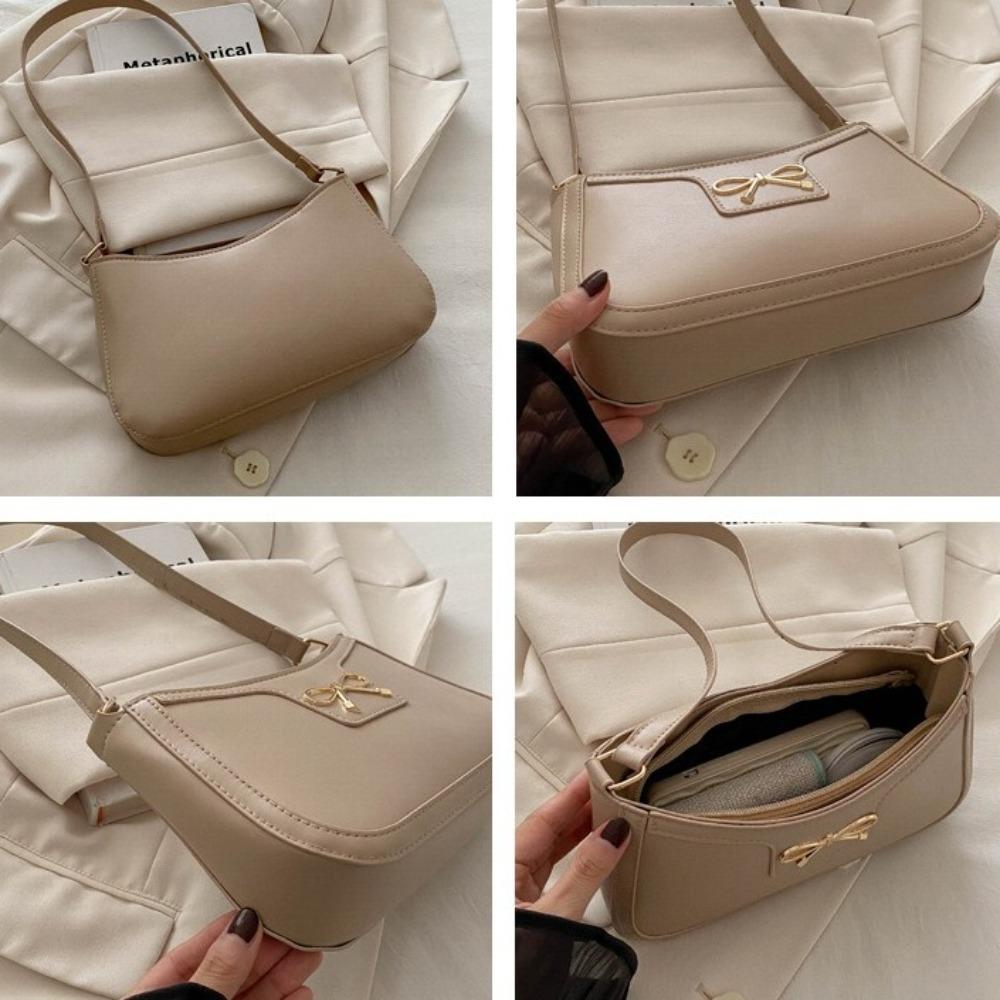 Zipper Bowknot Underarm Bag Y2k Women Handbag Elegant Bow Shoulder Bag Lady