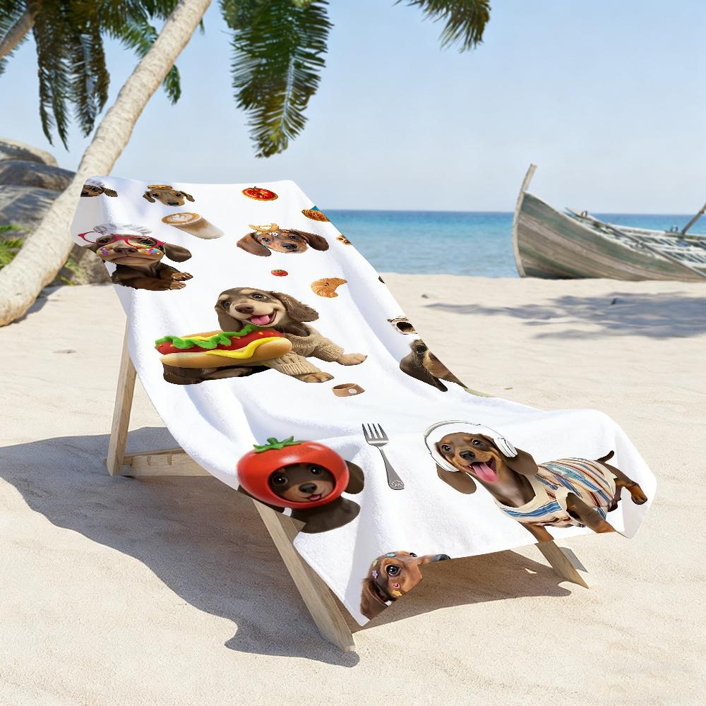 Funny Cute Dachshund Towel Quick Dry Soft Yoga Swimming Fitness Mountain Climbing Large Beach Towels