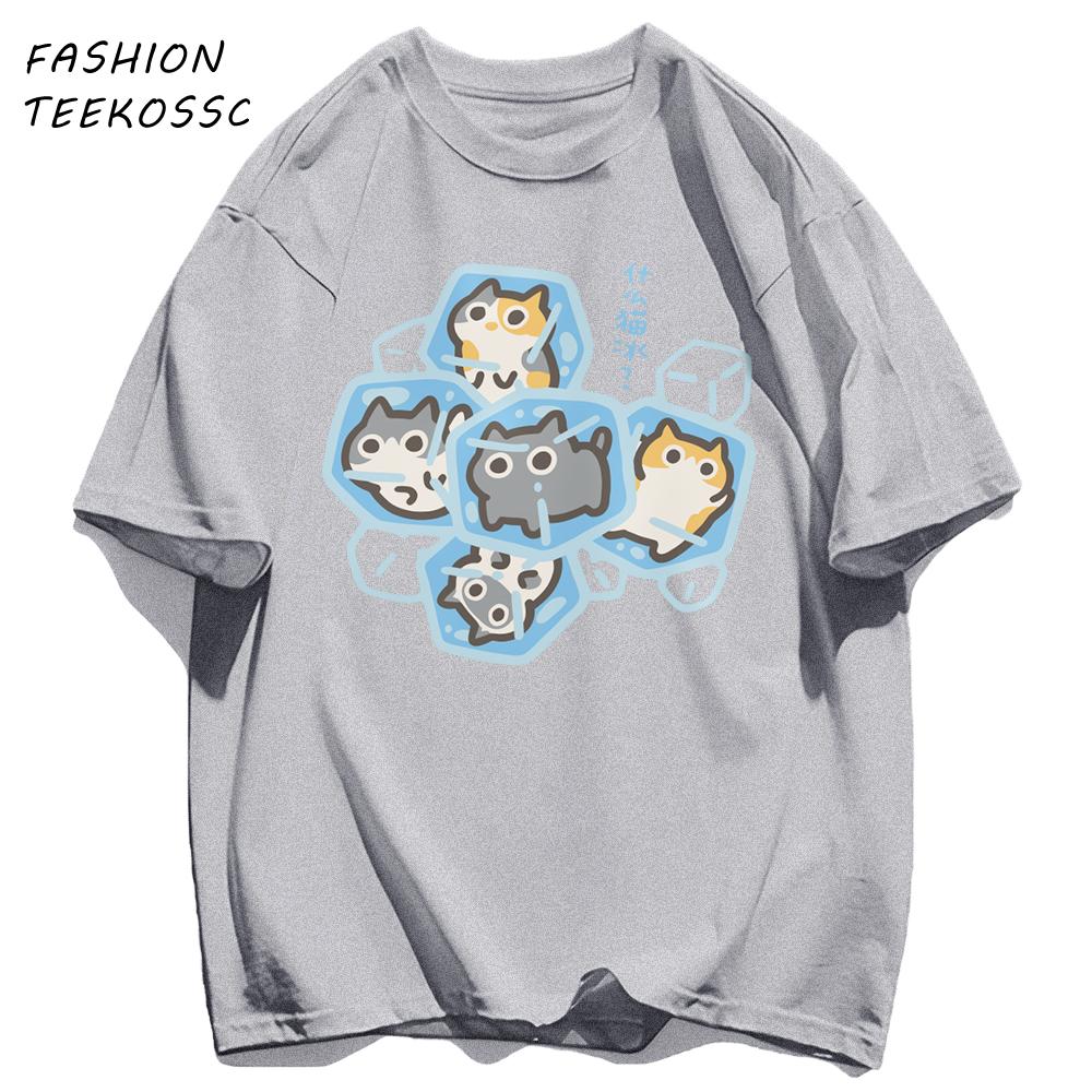 What Cat Ice Is Funny Fun Original Niche Problem Mens T Shirt Cotton Loose TShirts Summer Clothing Casual AllMatch Sportswear