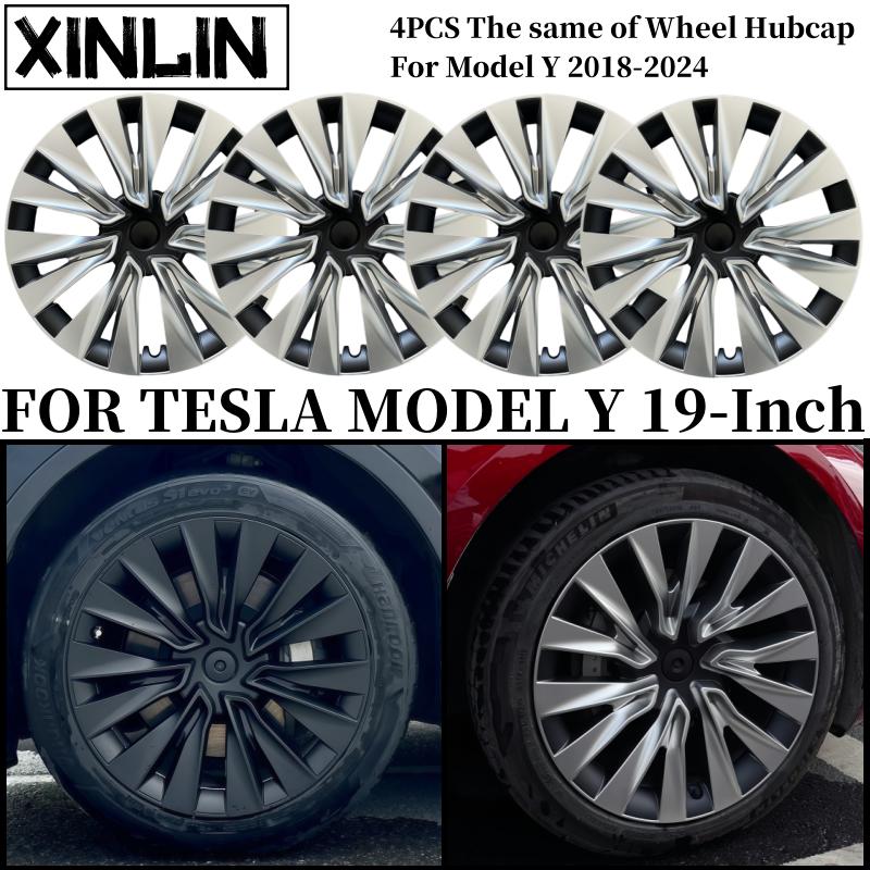 4PCS Wheel Hubcaps 19 Inch Wheel Cover Performance Replacement Wheel Cap Full Rim Cover Accessories For Tesla Model Y 2018-2024