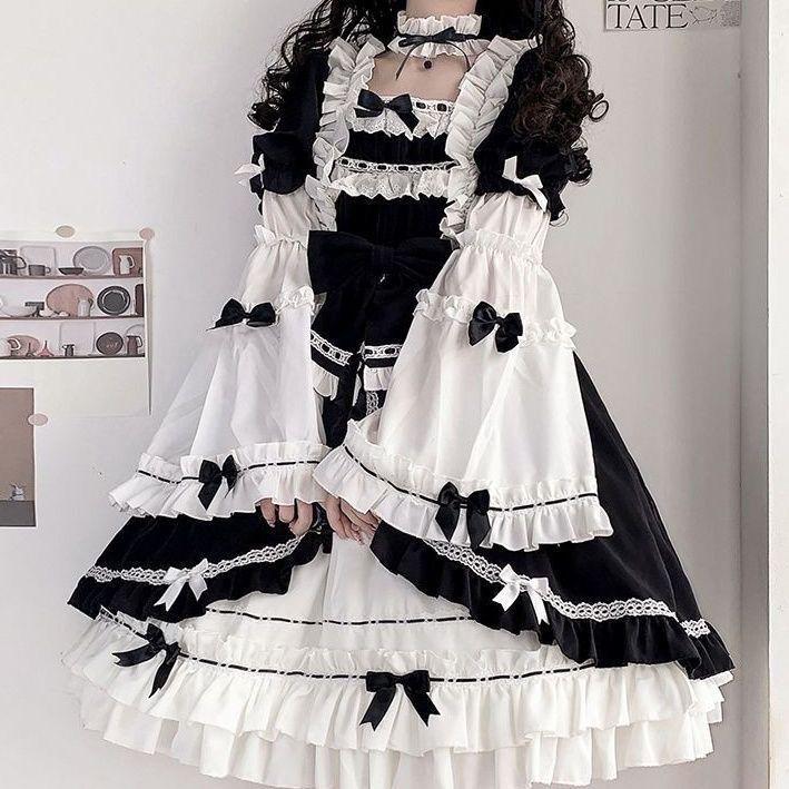 Elegantes Aurora Lolita Kleid mit abnehmbaren Puffärmeln - Neujahrsedition