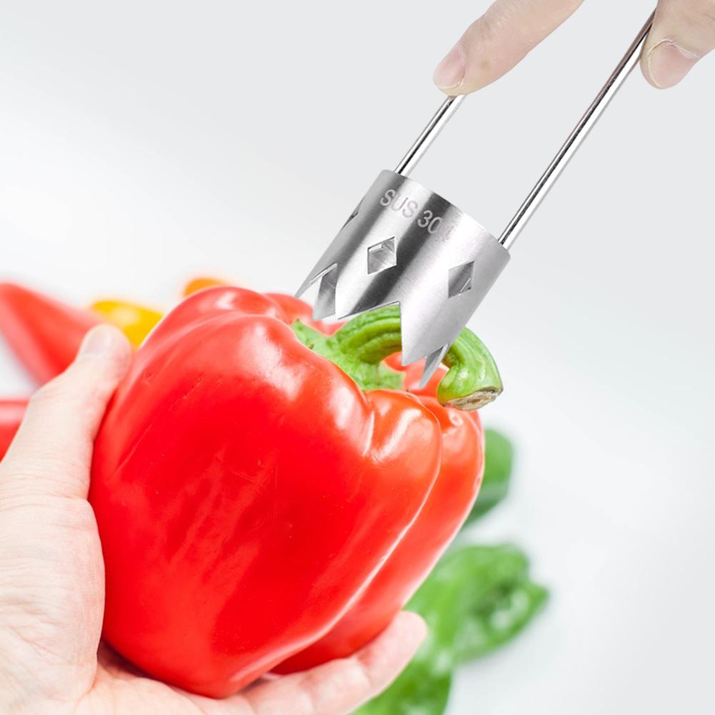 Red Bell Pepper Corer 304 Stainless Steel Pepper Corer Seed Remover Tool Fruit Core Remover Pepper Deseeder Kitchen Gadget