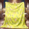 1pc 2D Fresh Small Floral Green Leaf Theme Pattern Flannel Blanket, Soft HD Digital Print, Cooling Blanket All-Season Use! Soft And Breathable 100% Po
