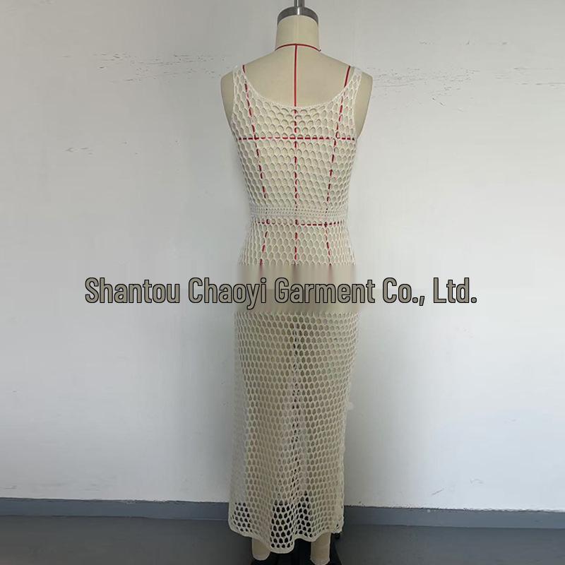 Women's Sequin Long Vacation Dress: Sexy Hollow-Out, Sun Protection Beach Cover-Up