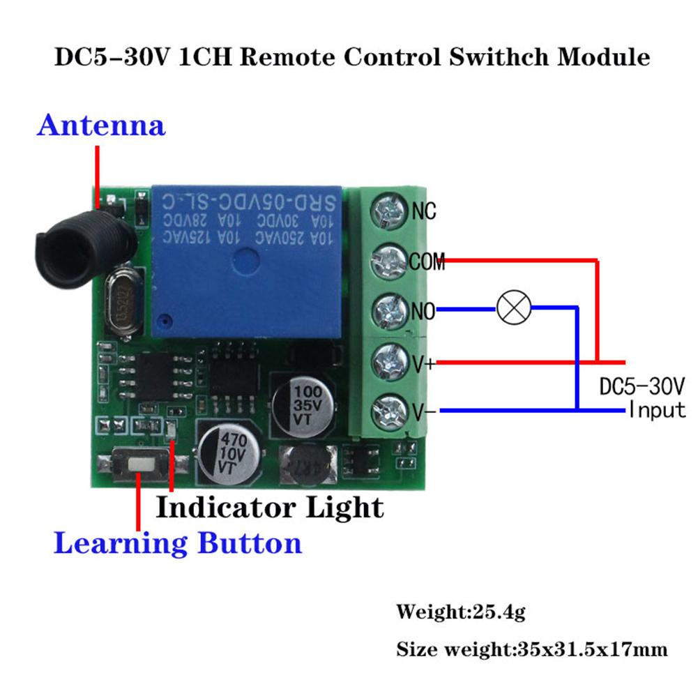 1 Channel Wireless Remote Control Switch DC5V24V RF Transmitter 433MHz Compatible with Multiple Device Control