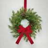 Pre-Lit Artificial Christmas Wreath,  Artificial Christmas Garland For Front Door With Red Bow, Cones, Red Berries,