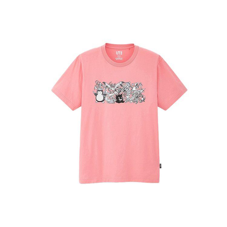 Uniqlo × Pokémon Collaboration Round Neck Printed Short Sleeve T-Shirt Unisex T-Shirt Pink 428126-11