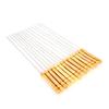ZISIZ Stainless Steel Flat BBQ Skewers with Wooden Handle