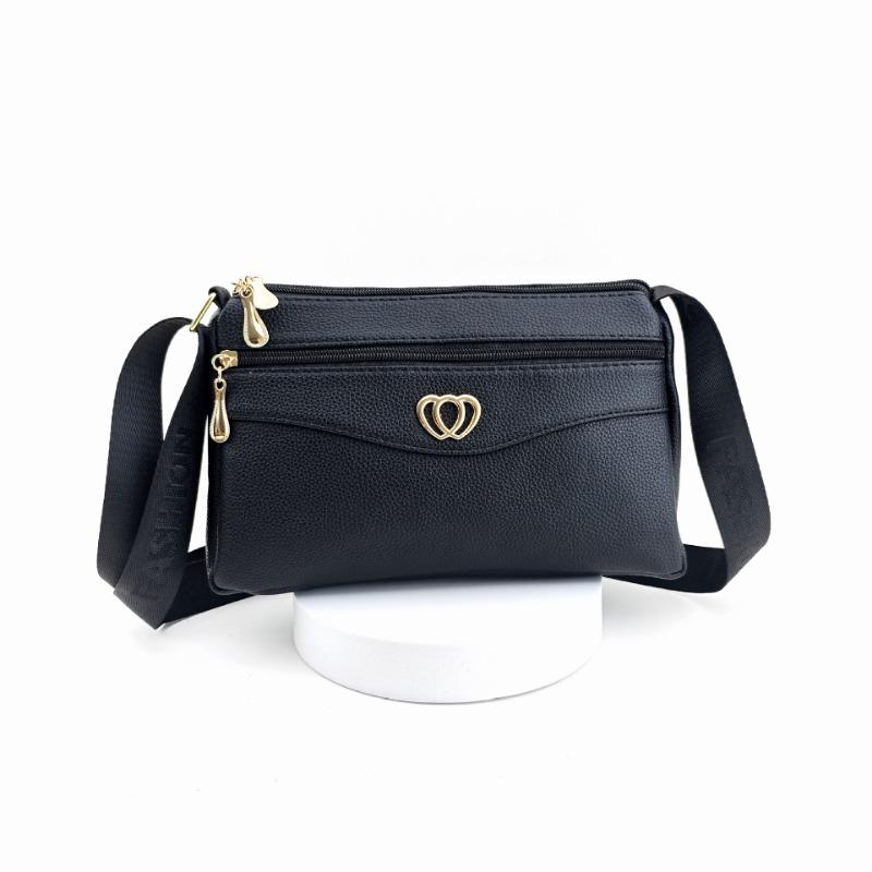 Spring new multi-layer zipper single shoulder women's small bag trend oblique span lychee pattern bag large capacity