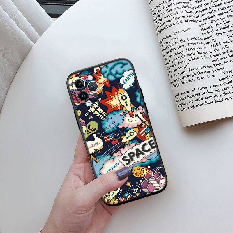 MH140 Space Alien UFO Phone Shell Case for iPhone 7 8 11 12 13 14 15 16 17 16E XS Pro Max XR X SE Air