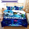 3pcs Custom Name Cartoon Lego Ninjago Bedding Set Duvet Cover Closure Includes 1 Duvet Cover & 2 Pillowcases for All Seasons Bedroom Decor