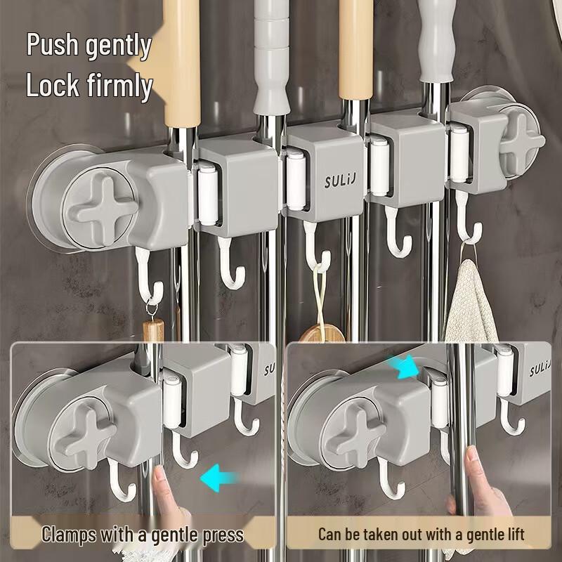 Transparent Adhesive Mop and Broom Holder Hooks - 10 Pack