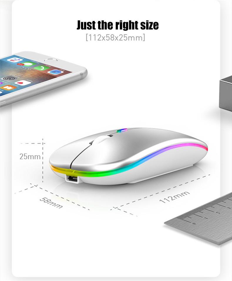 Dual Mode Silent Bluetooth & 2.4G Wireless Mouse for Apple Laptops - Rechargeable, Office-Ready, Glowing Design