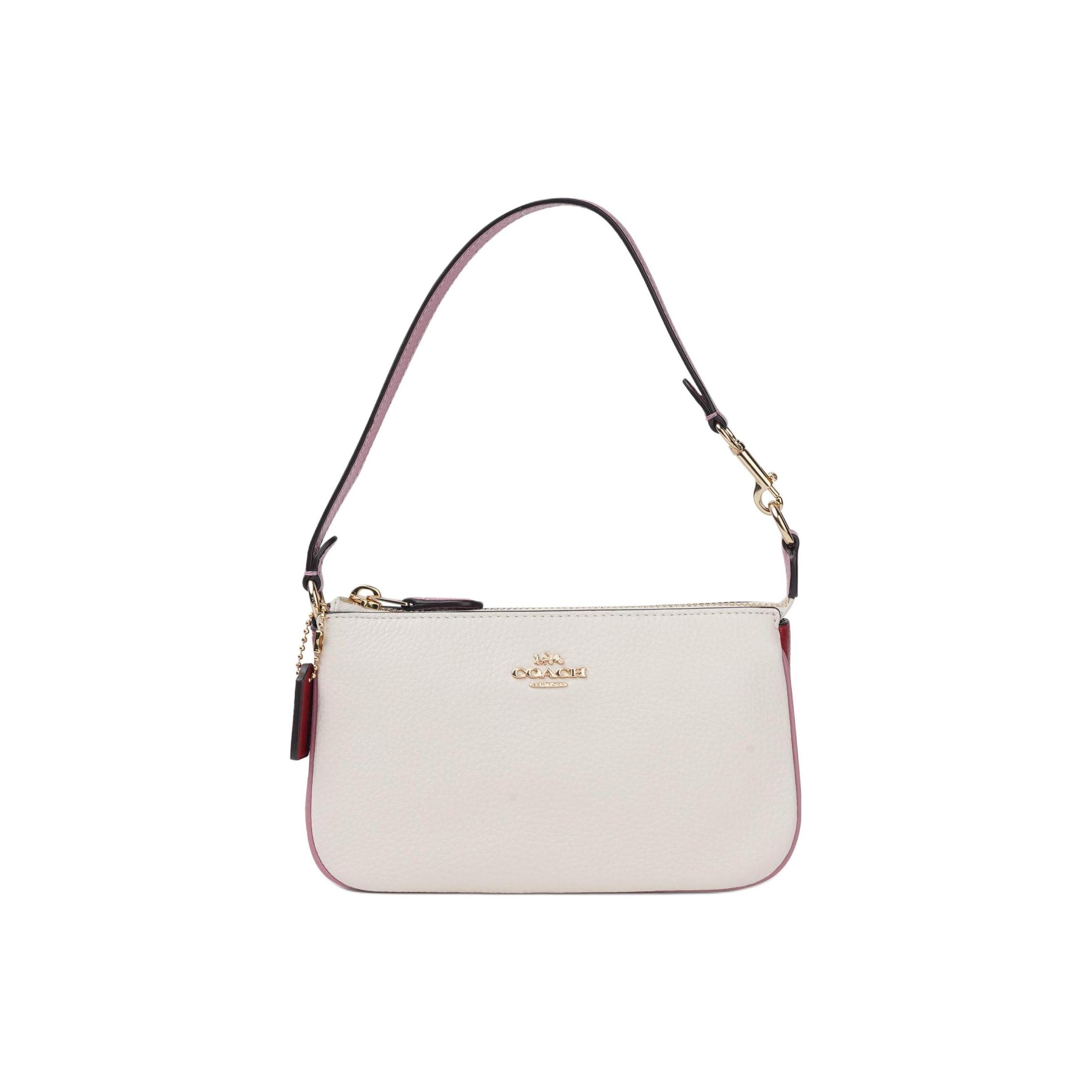 

Coach Nolita 19 Color Block Zipper Pebble Leather Mahjong Bag Women handbag White C8876-IMFFL Basic Set (Bag+Dust Bag)