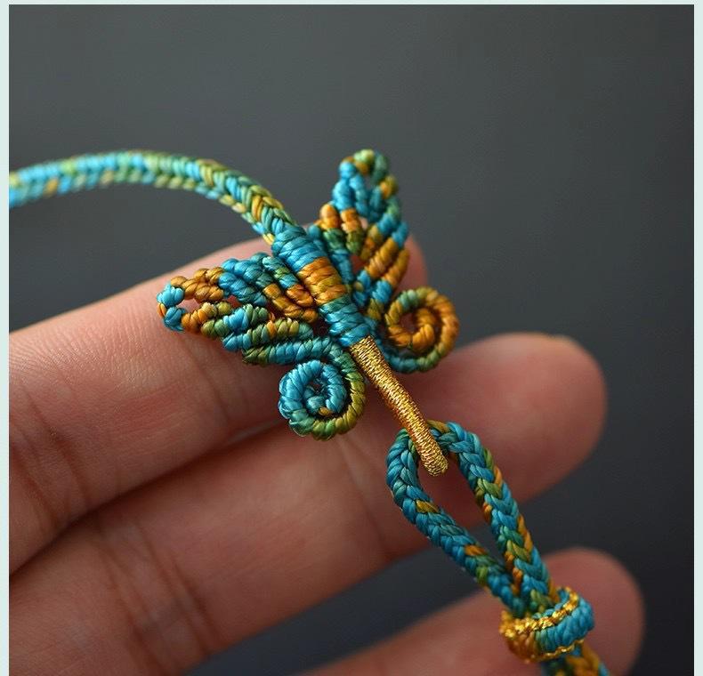 Tibetan Hand-Woven Cotton Lanyard Necklace with Amber Buddhist Amulet and Ethnic Style Thangka.