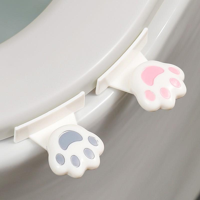 Toilet Seat Lifter Tool Cat Paw Design Handle Hygienic Lid Opening Non-Touch Bathroom Accessory In Brown Or White