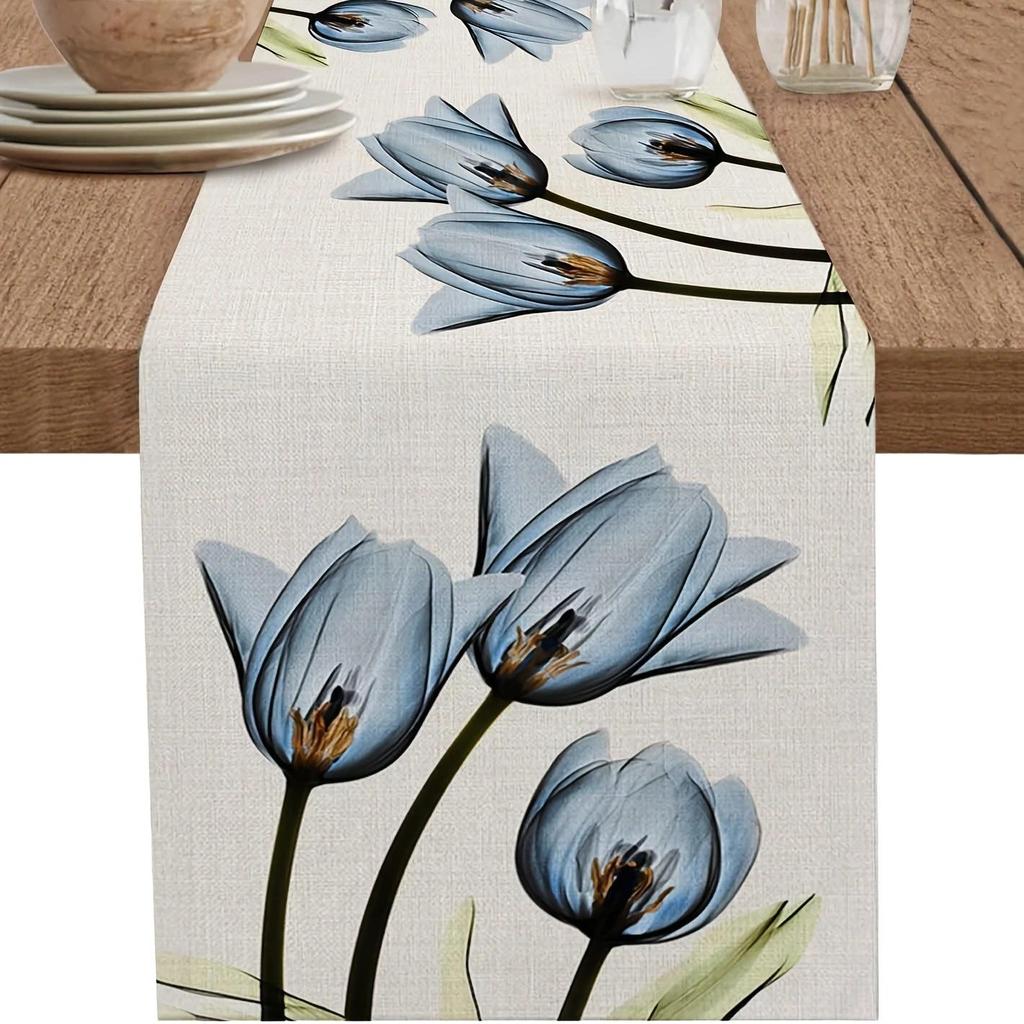 Spring Watercolor Flower Table Runner - Indoor/Outdoor Dining & Home Decor