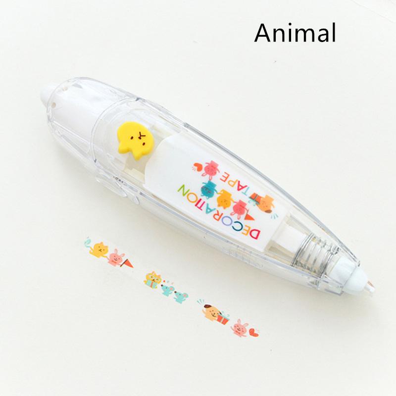 Lace Decoration Tape Knock Type Cute Animal Pink Star Flower Stickers Diary Correction Tape A6755