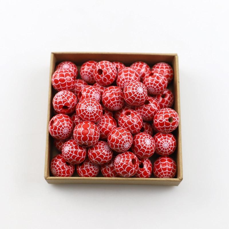 10 Pcs Craft Wood Beads Halloween Beads Polished Round Beads for Jewelry Making