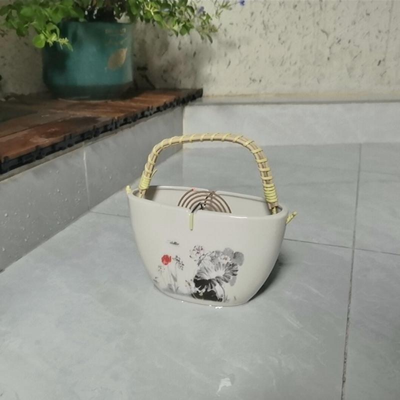 1PC Wisteria Lotus Ceramic Incense Burner Ceramic Sandalwood Incense Burner Coil Incense Dish S/L