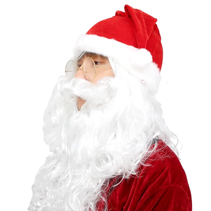 

[mewin] Santa Claus impersonation 4 piece set beard beard Christmas cosplay party Surprise fluffy fabric (simple set)