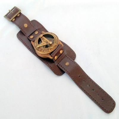 Brass Sundial Wrist Watch Sundial Compass Collectible Item Brown Finish Best For Gift Valentine's Husband Gift, Christmas Gift