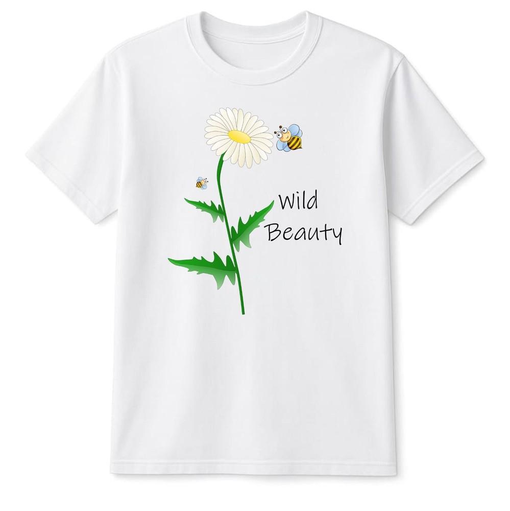 Wild Beauty Flower TShirt Floral Bee Daisy Organic Cotton Unisex Shirt Top Tee S