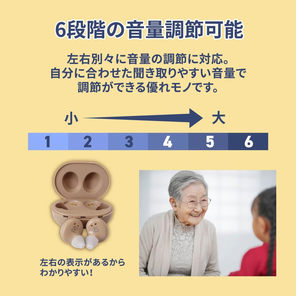 Tokyo Deco Rechargeable Hearing Left and Right Ear Integrated Charging and Approximately 4g Per Beige To 10 Hours of Continuous High USB 6 Volume