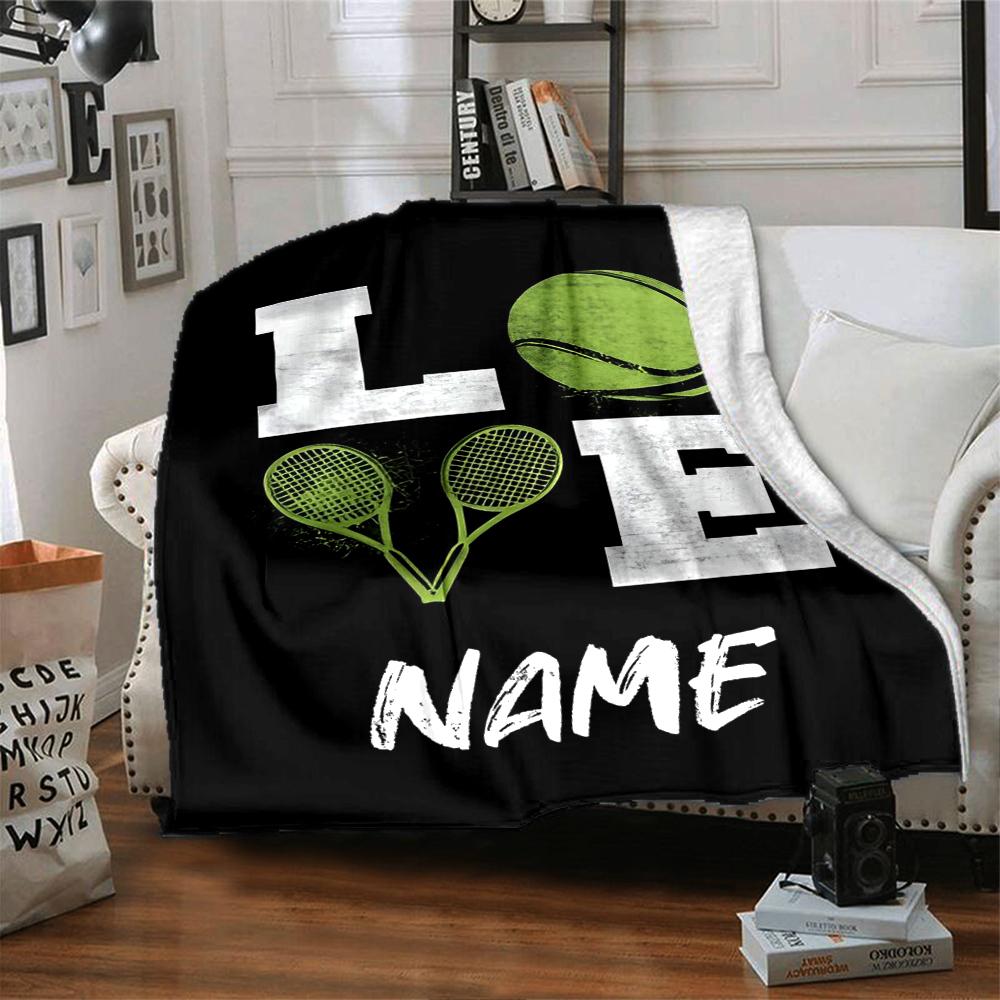 Custom Name Tennis Theme Printed Blanket - Perfect for Couch, Bed, Travel & Outdoor Use | Machine Washable, Cozy & Durable.