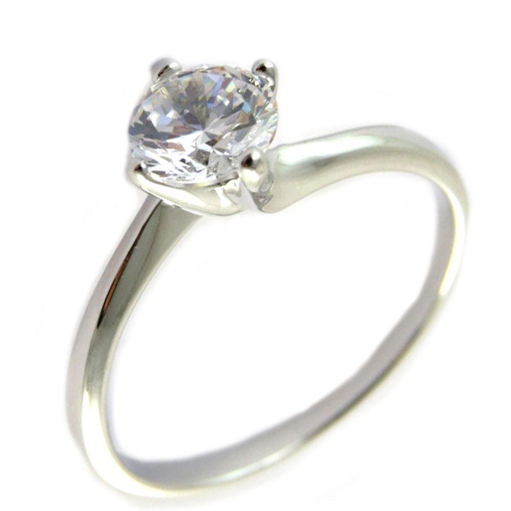 Inel 'Unic' din argint alb (placat cu rodiu) - 6 mm