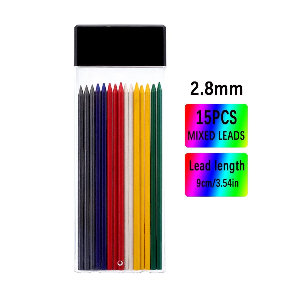 15pcs/Box Replaceable Carpenter Pencil Leads Multi-Color Automatic Pencil Core  Woodworking