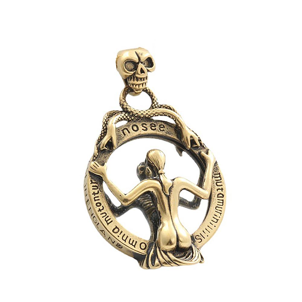 Punk Vintage Stainless Steel Magic Mirror Pendant Necklace For Men Women Gothic Unique Skull Necklaces Fashion Jewelry Gifts
