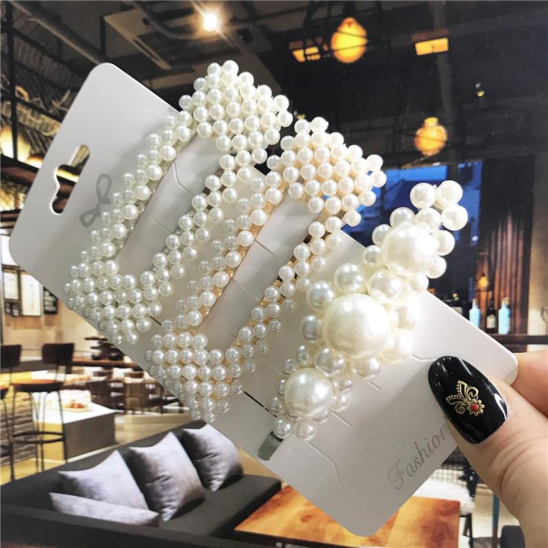 Women Hair Clip Accessories Set Elastic Ponytail Holder Rubber Coil Bands Kids Simulated Pearl Barrettes for Girls Headwear
