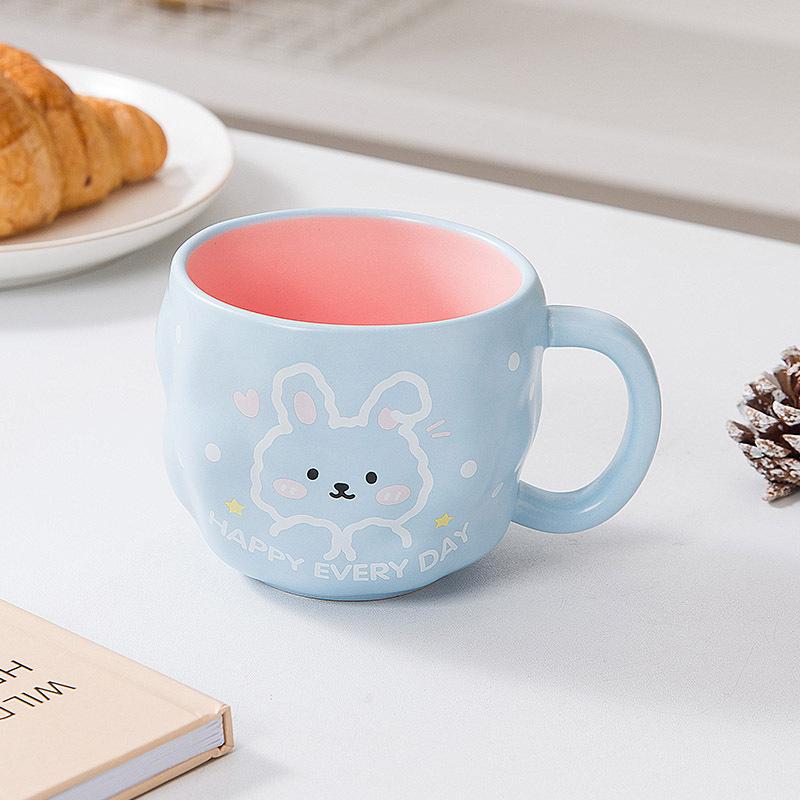 

Soft cute rabbit ceramic mug children s coffee water cup cute cute fun home couple breakfast milk cup 320ml синий