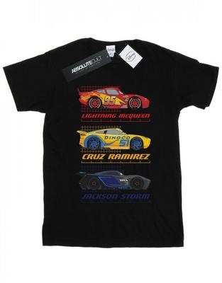 T-shirt Boyfriend in Cotone con Profilo di Macchine da Corsa da Donna/Signora