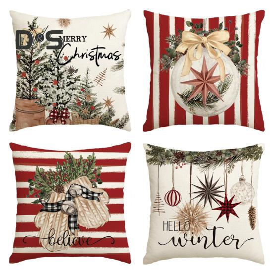 

4 шт. рождественские наволочки с красочным мультяшным принтом квадратной формы для дома, спальни, офиса, гостиной, дивана, украшения, наволочка, чехол для подушки C