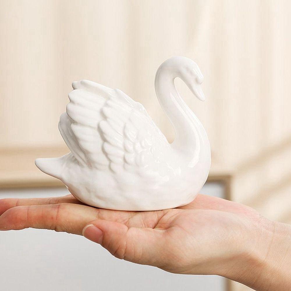 Elegant White Swan Statue Unique Swan Couple Figurine Nordic Black Swan Ornaments  Wedding Gift