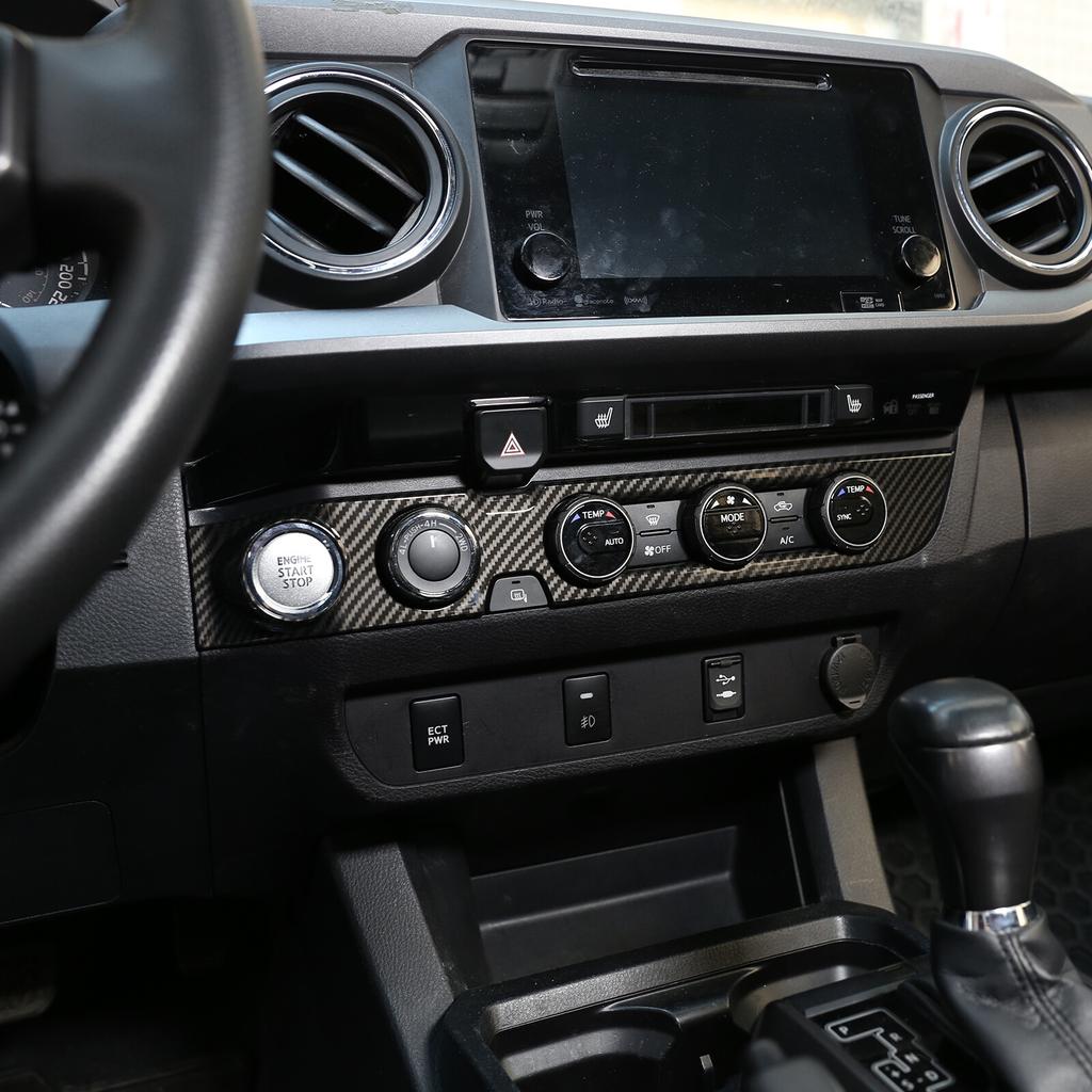 Carbon Fiber Air Condition Knob Panel Trim Cover For Toyota Tacoma 2016-
